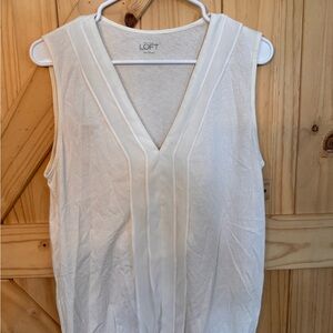 LOFT V-Neck White Blouse